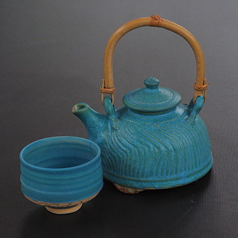 Théière bleu mat
